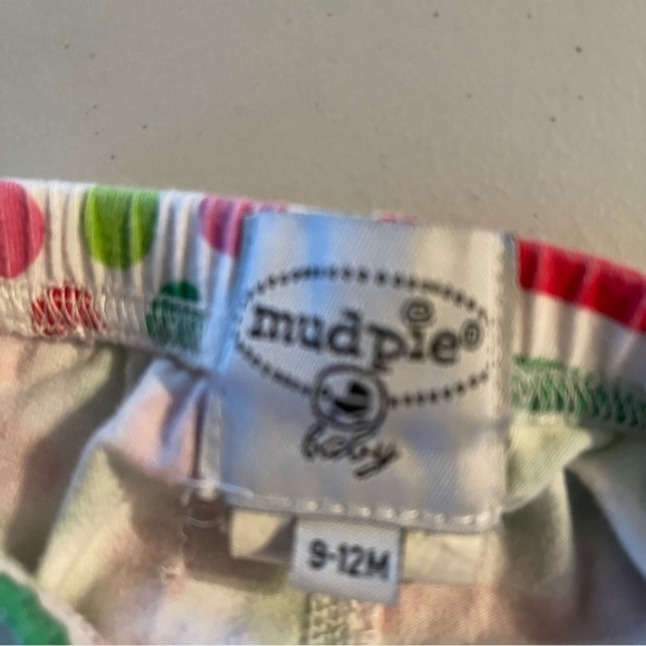 Mudpie two piece Reindeer appliqué Christmas shirt polka dot pants size 9-12 - Picture 11 of 12